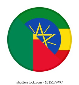 rundes Symbol mit Benin- und Ethiopia-Flaggen einzeln auf weißem Hintergrund