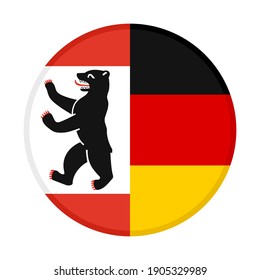 round icon with berlin and germany flags isolated on white background
