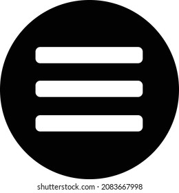 Round icon with black hamburger menu. Vector.