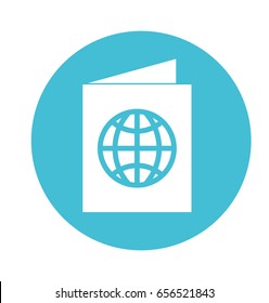 round icon blue passport cartoon