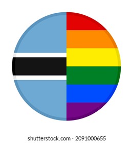 round icon with botswana and rainbow flags. vector illustration isolated on white background