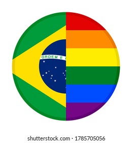 round icon with brazil and rainbow flag
