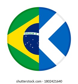 round icon with brazil and scotland flags, isolated on white background
