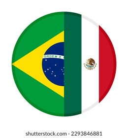 round icon of brazilian and mexican flags. vector illustration isolated on white background