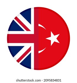 round icon with british and turkey flags. vector illustration isolated on white background
