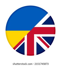round icon of british and ukrainian flags. vector illustration isolated on white background