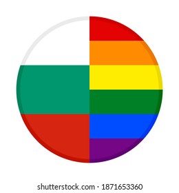 icono circular con bulgaria y banderas arco iris aisladas en fondo blanco