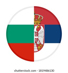 round icon with bulgaria and serbia flags, isolated on white background