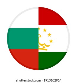 round icon with bulgaria and tajikistan flags isolated on white background
