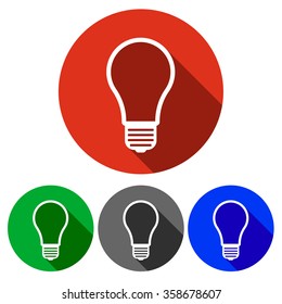 Round Icon Button With A Light Bulb Inside And A Shade Available In Four Colors Blue, Red, Green, Black