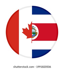 round icon with canada and costa rica flags isolated on white background
