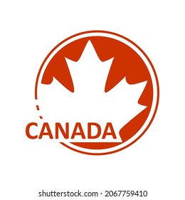 Round icon with Canada country name and maple leaf