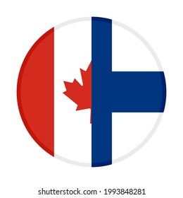 icono circular con canadá y banderas finlandesas aisladas en fondo blanco
