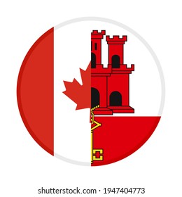 icono redondo con banderas canadá y gibraltar aisladas en fondo blanco
