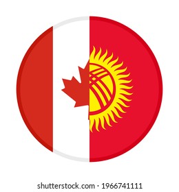 round icon with canada and kyrgyzstan flags isolated on white background
