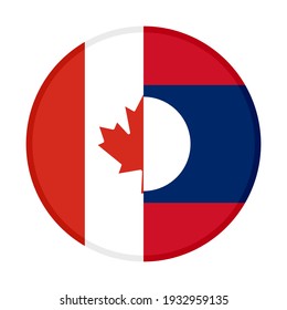 icono circular con banderas canadá y laos aisladas en fondo blanco
