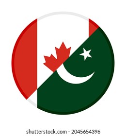 icono circular con banderas de canadá y pakistán aisladas en fondo blanco
