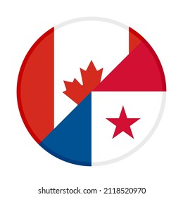 Rundsymbol mit Canada und Panama-Flaggen. Vektorgrafik einzeln auf weißem Hintergrund