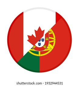 round icon with canada and portugal flags isolated on white background

