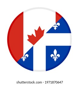 round icon with canada and quebec flags, isolated on white background
