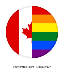 round icon with canada and rainbow flags