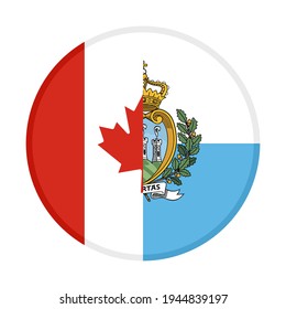 round icon with canada and san marino flags isolated on white background
