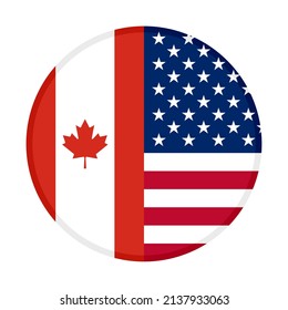 round icon with canada and united states flags. vector illustration isolated on white background