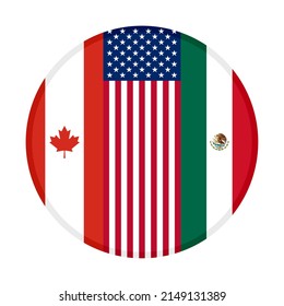 round icon of canada, united states and mexico flags. vector illustration isolated on white background
