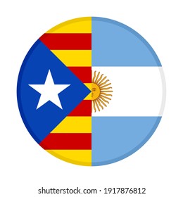round icon with catalan and argentina flags, isolated on white background
