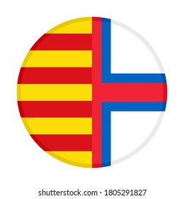 round icon with catalonia and faroe islands flags, isolated on white background