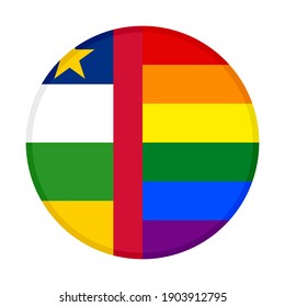 round icon with central african republic and rainbow flags isolated on white background