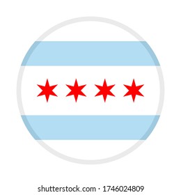 round icon with chicago flag isolated on white background