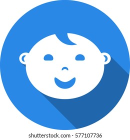 Round icon of child user picture. Flat style illustration with long shadow