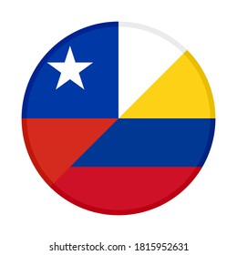 round icon with chile and colombia flags, isolated on white background