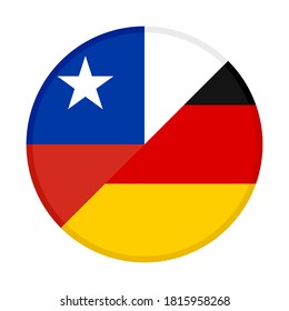 rundes Symbol mit kleinen und deutschen Flaggen einzeln auf weißem Hintergrund