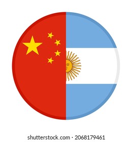 round icon with china and argentina flags. vector illustration isolated on white background
