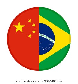 round icon with china and brazil flags. vector illustration isolated on white background
