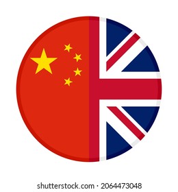 round icon with china and british flags. vector illustration isolated on white background
