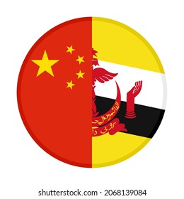 round icon with china and brunei flags. vector illustration isolated on white background
