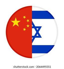 round icon with china and israel flags. vector illustration isolated on white background