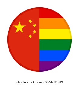 icono circular con banderas de china y arco iris. ilustración vectorial aislada en fondo blanco
