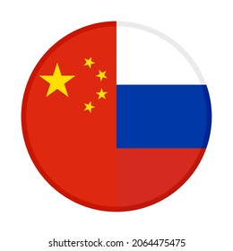round icon with china and russian federation flags. vector illustration isolated on white background

