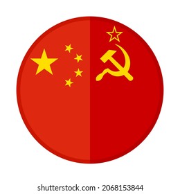 round icon with china and soviet union flags. vector illustration isolated on white background
