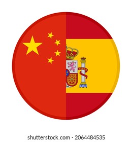 round icon with china and spain flags. vector illustration isolated on white background

