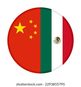 round icon of chinese and mexican flags. vector illustration isolated on white background