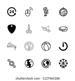 Round icon. collection of 16 round filled and outline icons such as ferris wheel, 24 support, disco ball, stopwatch camera, belt. editable round icons for web and mobile.