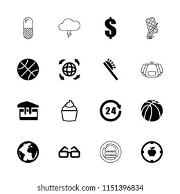 Round icon. collection of 16 round filled and outline icons such as hair brush, dollar, basketball, globe, 24 hours, apple target. editable round icons for web and mobile.