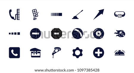 Round icon. collection of 18 round filled icons such as ball, pizza, disc on fire, arm lever, loading, call, bell, gear, phone, arrow. editable round icons for web and mobile.