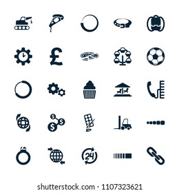 Round icon. collection of 25 round filled icons such as belt, backpack, carousel, pizza, qround the globe, loading, fotball, ring. editable round icons for web and mobile.