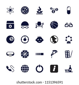 Round icon. collection of 25 round filled icons such as baby, paints, champagne and wine glasses, gear, pizza, switch off. editable round icons for web and mobile.
